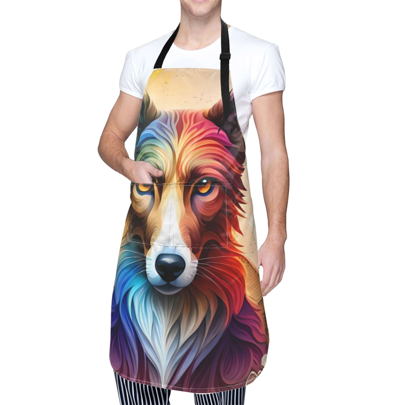 Kdxio Colorful Art Dog Apron with Pockets Adjustable Kitchen Aprons for Men Women Waterproof Aprons for Cooking,Drawing,Crafting, Baking Household Cleaning