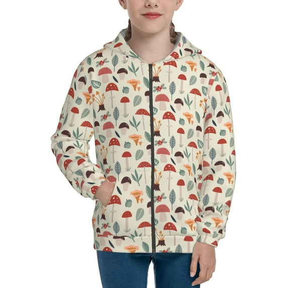 Kdxio Colorful Autumn Pattern Kids Boys Girls Zip Up Hoodie 3D Printed Hooded Sweatshirt Hoody Coat with Pocket 7-12 Y-Medium
