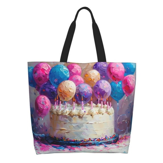 Kdxio Colorful Balloon Cake Celebration Casual Tote Bags Women Big Capacity Shoulder Bag for Women Travel Shoulder Bags Handbags