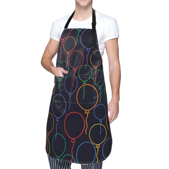Kdxio Colorful Balloons Apron with Pockets Adjustable Kitchen Aprons for Men Women Waterproof Aprons for Cooking,Drawing,Crafting, Baking Household Cleaning
