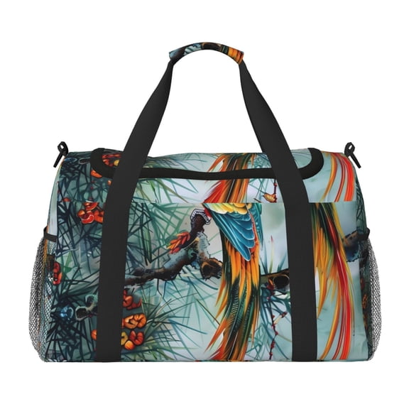 Kdxio Colorful Birds Pine Branch Travel Duffel Bag Gym Bag Weekender Travel Bag Gym Bag for Women &Men Airplane Travel Essentials for Flying