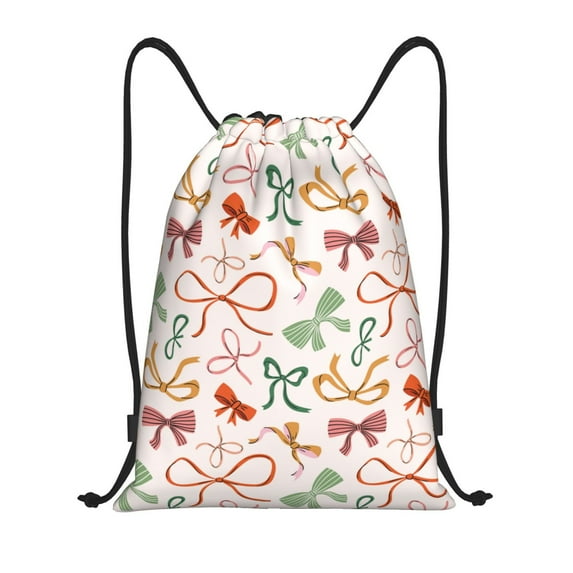 Kdxio Colorful Bow Knots Print Drawstring Backpack Bag,Waterproof Draw String Back Sack, Gym Drawstring Bags Swim Bag For Unisex