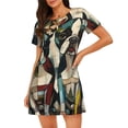 thumbnail image 1 of Kdxio Colorful Bulldog Duo Pattern Womens Short Sleeve Sleepshirt Scoopneck Cute Nightdress Ruffle Comfy Nightgown, 1 of 6