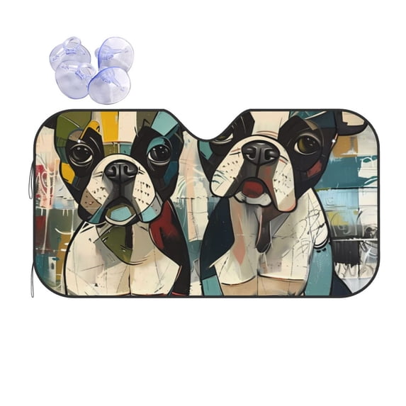 Kdxio Colorful Bulldog Duo Print Front Windshield Sun Shade,Folding Auto Sunshade for Car Truck SUV-Small