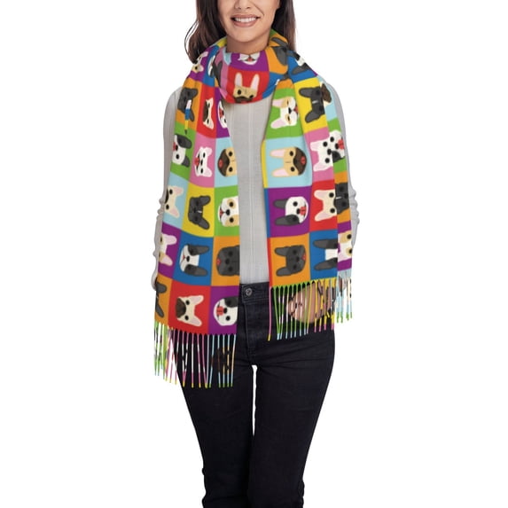 Kdxio Colorful Bulldog Women's Scarf Womens Winter Scarf, Fashion Scarfs for Women, Shawls and Wraps, Long Blanket Scarf