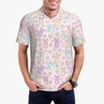 thumbnail image 1 of Kdxio Colorful Bunny Print Men's Short Sleeve Polo Shirt,Midweight Men's Shirt, 1 of 6