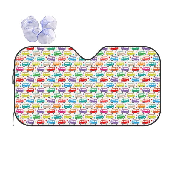 Kdxio Colorful Bus Print Front Windshield Sun Shade,Folding Auto Sunshade for Car Truck SUV-Small