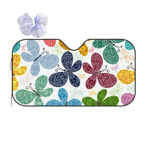 Kdxio Colorful Butterflies Print Front Windshield Sun Shade,Folding Auto Sunshade for Car Truck SUV-Small