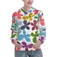 thumbnail image 1 of Kdxio Colorful Butterflies Print Womens Oversized Hoodies Sweatshirts Hooded Pullover Tops Sweaters Casual-XX-Large, 1 of 7