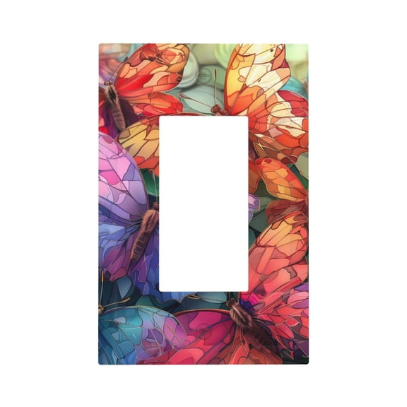 Kdxio Colorful Butterfly Cluster Decorator Light Switch or Receptacle Outlet Wall Plate Decorator Wall Plate Child Safe Outlet Cover-Style U
