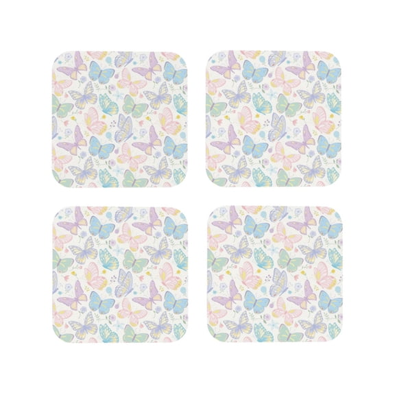Kdxio Colorful Butterfly Funny Coasters,4 Pcs Leather Coasters,Housewarming Gifts,Protect Furniture from Water Marks Scratch and Damage