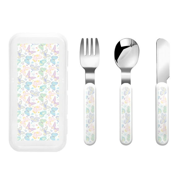 Kdxio Colorful Butterfly Toddler Utensils Set - Kids Silverware Set, Set Kids Utensils Set with Case for Preschooler Children