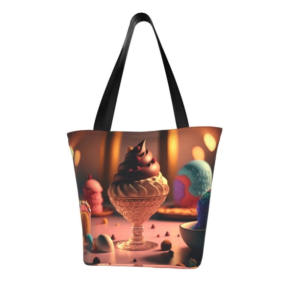 Kdxio Colorful Cake Ice Cream Women Reusable Grocery Bags Foldable Ripstop,Reusable Shopping Bags for Shopping,Gym,Gift