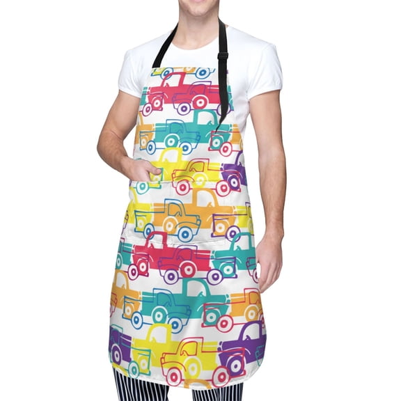 Kdxio Colorful Car Apron with Pockets Adjustable Kitchen Aprons for Men Women Waterproof Aprons for Cooking,Drawing,Crafting, Baking Household Cleaning