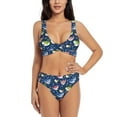 thumbnail image 1 of Kdxio Colorful Cartoon Shark Print Women's 2 Piece High Waisted Wrap Spaghetti Strap Summer Swimsuit Bikini Set-XX-Large, 1 of 7