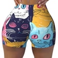 thumbnail image 1 of Kdxio Colorful Cats Pattern Art Print Workout Shorts for Women Seamless Soft Smooth Gym Yoga Scrunch Active Shorts, 1 of 5