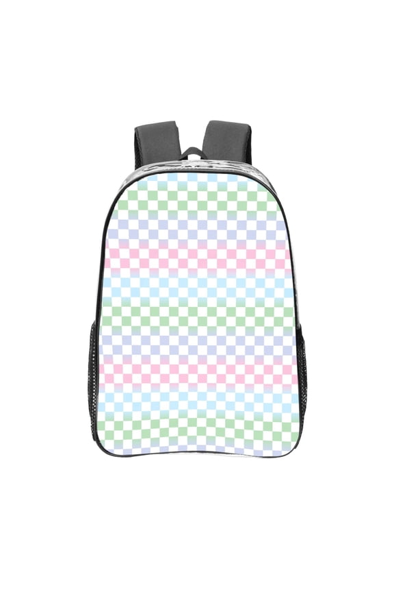 Colorful Checkerboard Clear Backpack, Transparent Bookbag for School for Women Men, Capacity Clear Bag for College, Travel