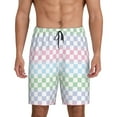 thumbnail image 1 of Kdxio Colorful Checkerboard Print Mens Sleep Shorts Bottoms Soft Comfy Pajama Wear Pants with Drawstring Pockets, 1 of 5