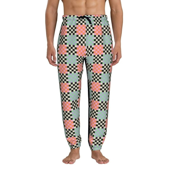 Kdxio Colorful Checkered Pattern Joggers,Sweatpants for Men with Pockets-X-Large