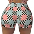 thumbnail image 1 of Kdxio Colorful Checkered Print Workout Shorts for Women Seamless Soft Smooth Gym Yoga Scrunch Active Shorts, 1 of 5