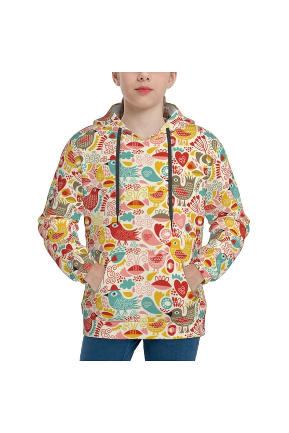 Colorful Chicken Pattern Boys Athletic Unisex Boys Girls Hoodie with Pocket Sweatshirts-X-Large