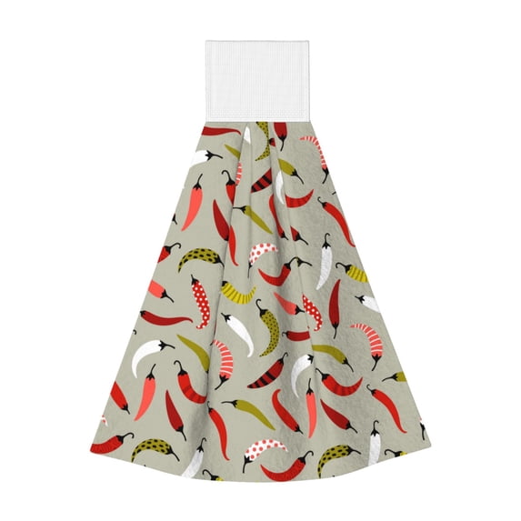 Kdxio Colorful Chili Hand Towel with Loop Hanging Towel Absorbent Tie Towels for Kitchen Tea Bar Bathroom Decor
