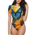 thumbnail image 1 of Kdxio Colorful Cloud Butterfly Sunflower for Women's Short-Sleeved Onesie Stylish Round Neck Pajamas Bodysuit Jumpsuit Nightwear-X-Large, 1 of 7
