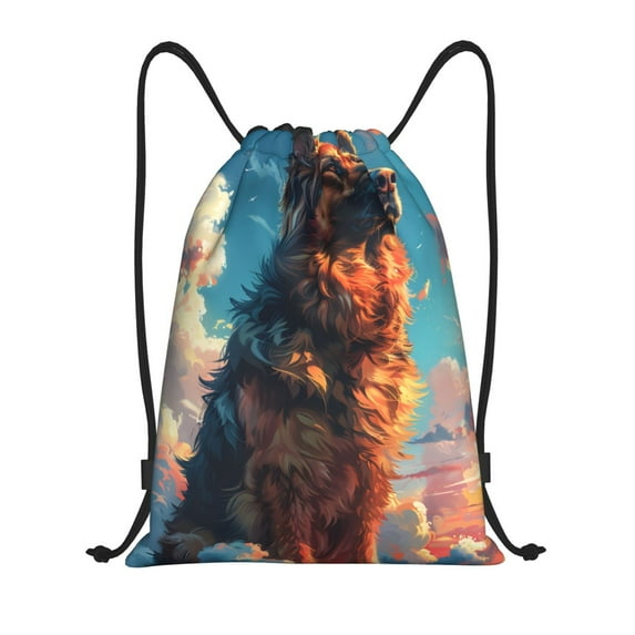 Kdxio Colorful Cloud Shepherd Dog Print Drawstring Backpack Bag,Waterproof Draw String Back Sack, Gym Drawstring Bags Swim Bag For Unisex