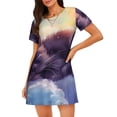 thumbnail image 1 of Kdxio Colorful Cloud Sleeping Cat Pattern Womens Short Sleeve Sleepshirt Scoopneck Cute Nightdress Ruffle Comfy Nightgown, 1 of 6