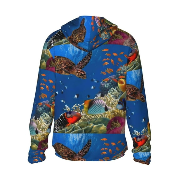 Kdxio Colorful Coral Reef Print Women Men Sun Protection UPF 50  Jackets Zip Up Long Sleeve Hoodie Hiking Lightweight with Pockets