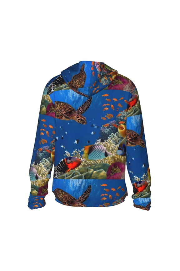Colorful Coral Reef Print Women Men Sun Protection UPF 50+ Jackets Zip Up Long Sleeve Hoodie Hiking Lightweight with Pockets