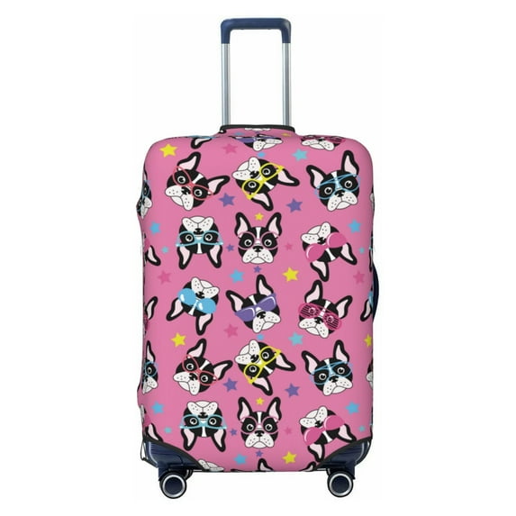 Kdxio Colorful Cute French Bulldog Pattern Luggage Cover for Travel,Elastic and Durable,Fits 18-32 Inch,-No luggage included