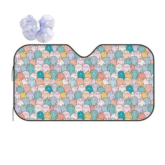 Kdxio Colorful Cute Pig Print Front Windshield Sun Shade,Folding Auto Sunshade for Car Truck SUV-