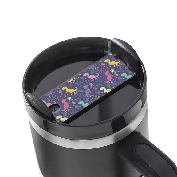 Kdxio Colorful Dinosaur Name Plate Compatible Stanley Cups Name Tag Acrylic Nameplate Tumbler Lid Topper for Cup Accessories