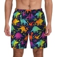 thumbnail image 1 of Kdxio Colorful Dinosaur Print Men's Swim Trunks with Compression Liner 7 Inch Inseam Quick Dry Swim Shorts, 1 of 7
