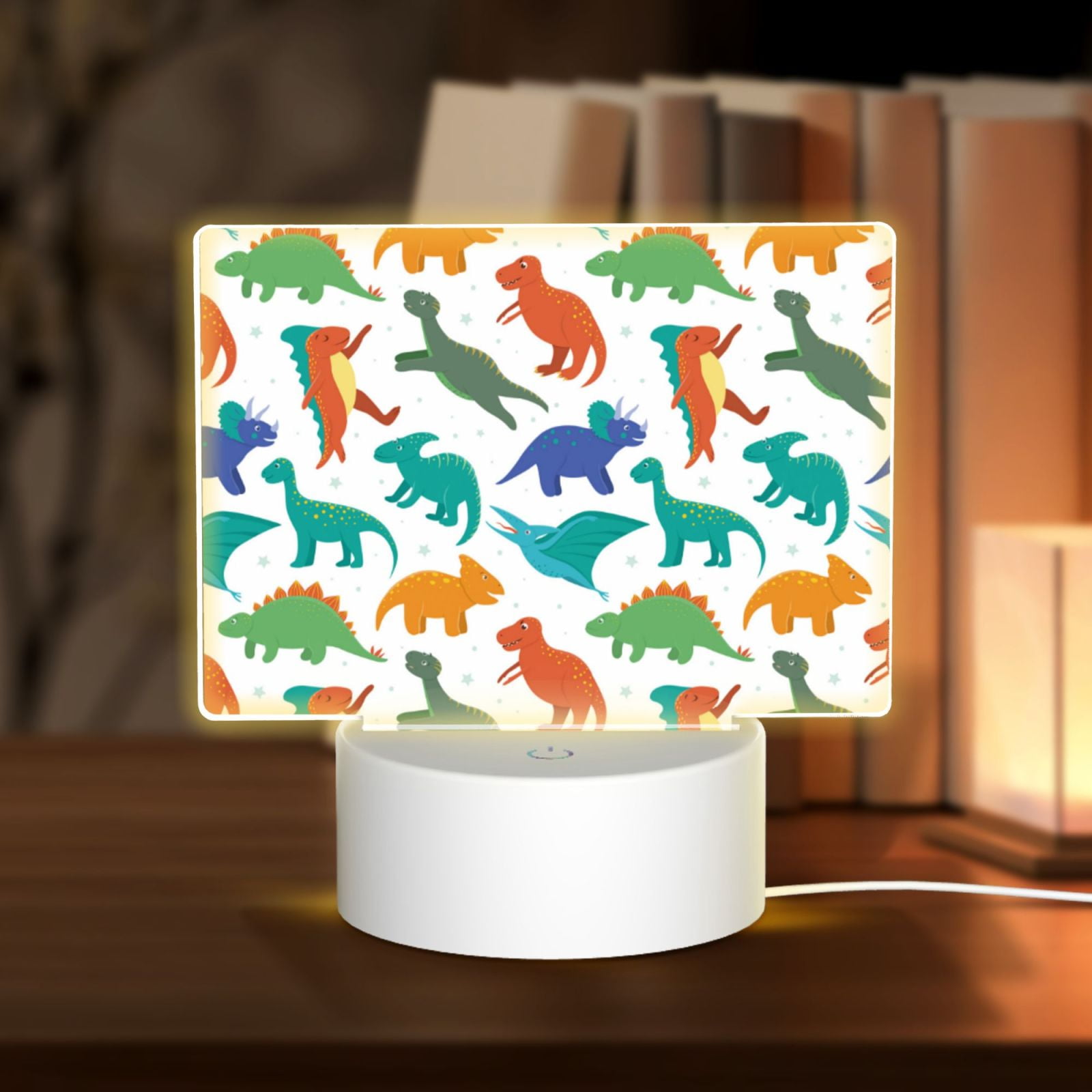 Kdxio Colorful Dinosaur Rectangular Acrylic Night Light Acrylic Sleep Night Light Friend Gifts for Birthday Gifts for Women Teens Boys Girls