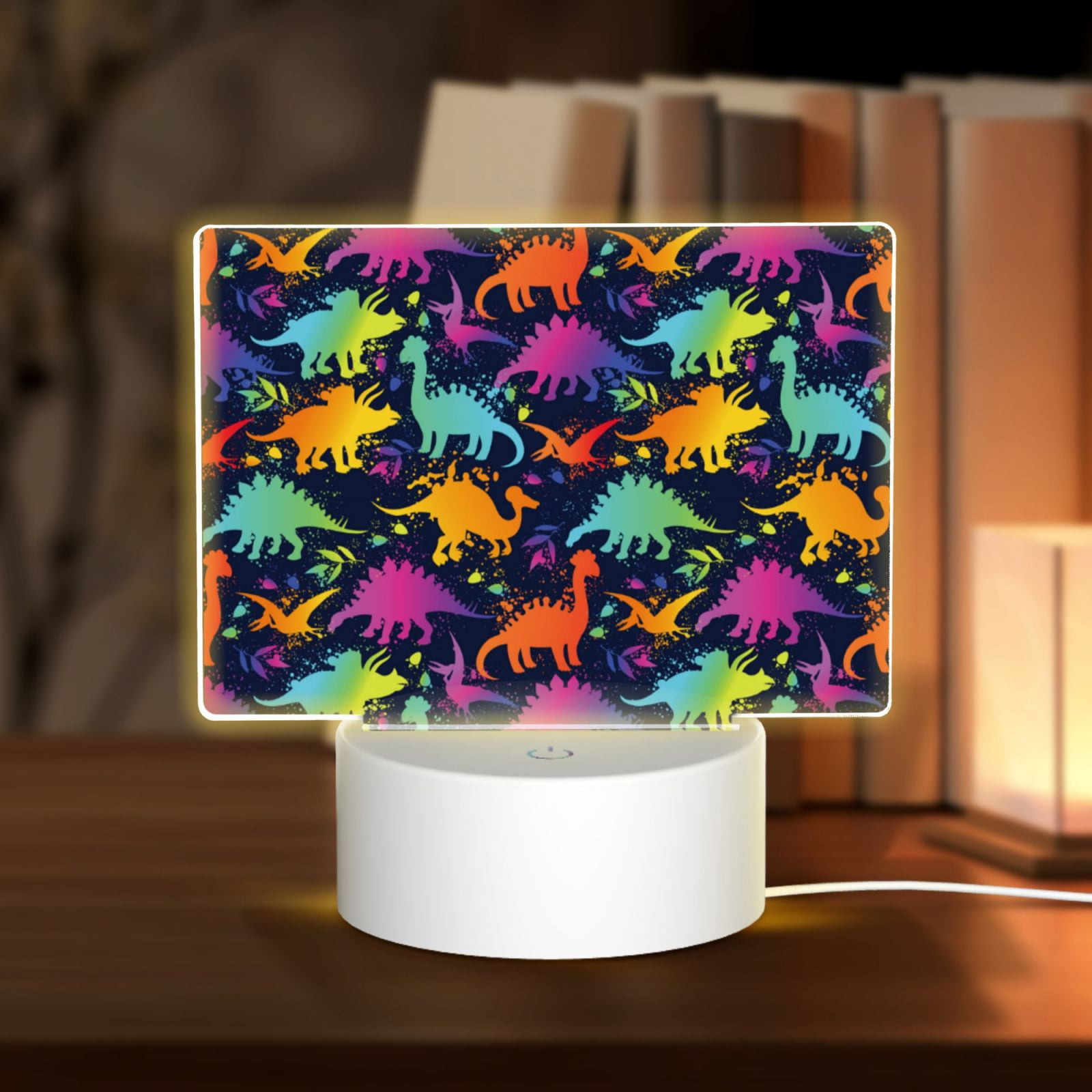 Kdxio Colorful Dinosaur Rectangular Acrylic Night Light Acrylic Sleep Night Light Friend Gifts for Birthday Gifts for Women Teens Boys Girls
