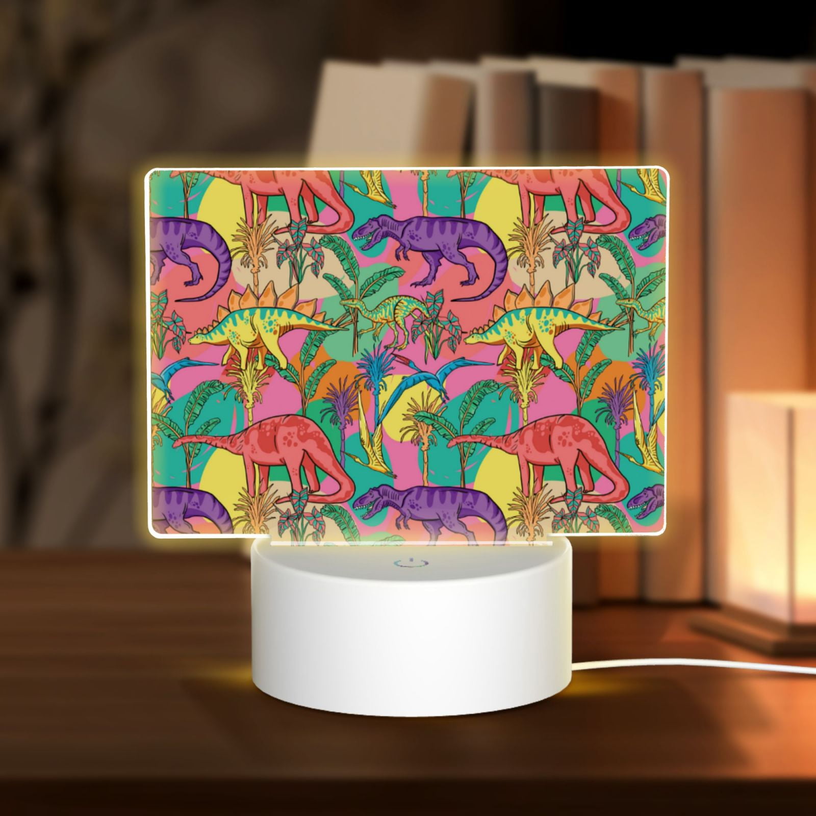 Kdxio Colorful Dinosaur Rectangular Acrylic Night Light Acrylic Sleep Night Light Friend Gifts for Birthday Gifts for Women Teens Boys Girls