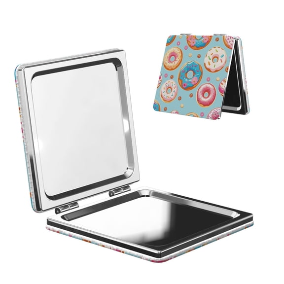 Kdxio Colorful Donut Pocket Mirror, 1X/2X Travel Makeup Mirror 2-Sided Folding Small Mirror Portable Double-Sided Magnifying Cosmetic Mirror for Gift-Square