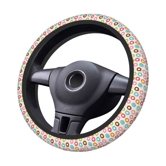 Kdxio Colorful Donuts Print Elastic Stretch Steering Wheel Cover,Auto Steering Wheel Cover,15 Inch Anti-Slip,Warm in Winter and Cool in Summer,Fit Suvs,Vans Cars,Trucks