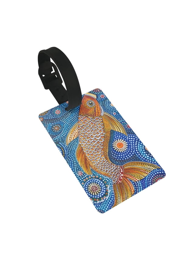 Colorful Dot Art Fish Luggage Tags Privacy Cover ID Label Suitcase Tags Identifiers For School Bags,Suitcases