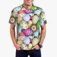 thumbnail image 1 of Kdxio Colorful Easter Eggs Print Men's Short Sleeve Polo Shirt,Midweight Men's Shirt, 1 of 6