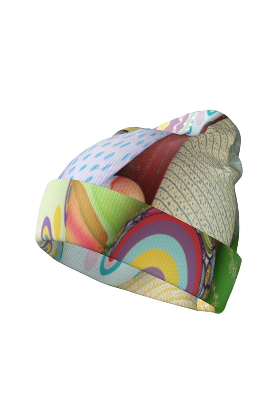 Colorful Easter Eggs Winter Beanie for Men Women Beanie Knit Hat Cuffed Cap Beanie Knit Chunky Snow Cap