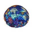 thumbnail image 1 of Kdxio Colorful Fall Leaves Print Shower Cap for Women,Elastic and Reusable,Double Waterproof Layers Bathing Hat, 1 of 9