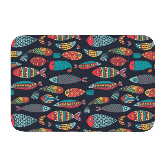 Kdxio Colorful Fish,16" x 24", Non-Slip Front Door Mats,Outdoor Welcome Mat Washable