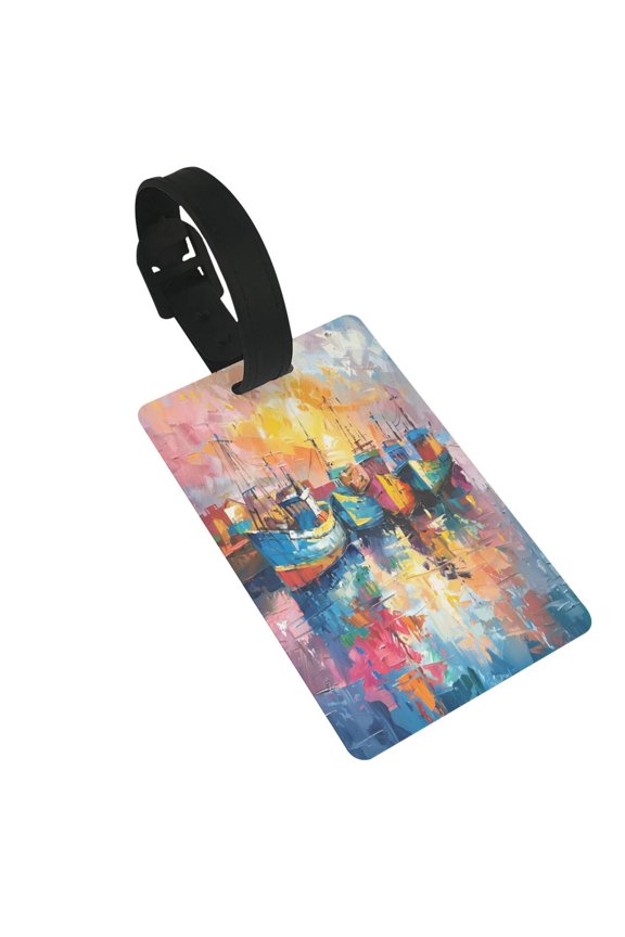 Colorful Fishing Boats Luggage Tags Privacy Cover ID Label Suitcase Tags Identifiers For School Bags,Suitcases