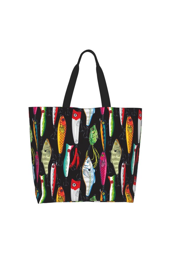 Colorful Fishing Lures Casual Tote Bags Women Big Capacity Shoulder Bag for Women Travel Shoulder Bags Handbags
