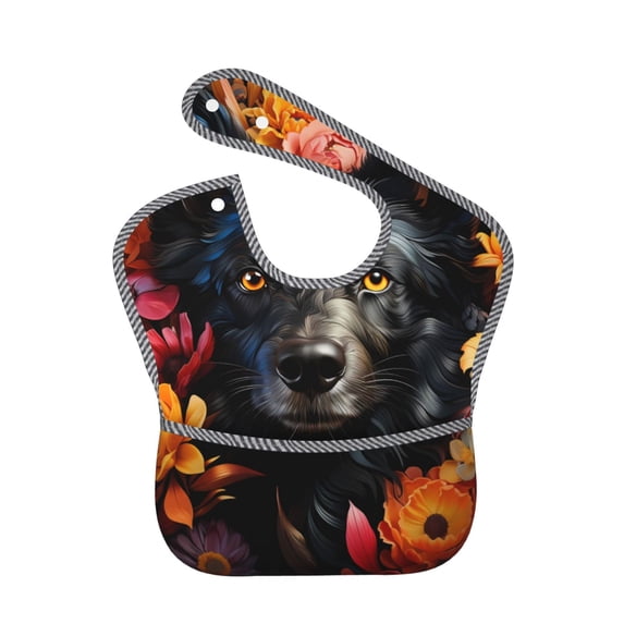 Kdxio Colorful Floral Black Dog Bibs For Babies, Baby Bibs for Eating, Toddler Bibs, Waterproof Bibs, Feeding Bibs, for Toddlers, Boys, Girls