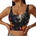 thumbnail image 1 of Kdxio Colorful Floral Black Dog Print Workout Crop Tank Top for Women Racerback Yoga Tank Tops Athletic Sports Shirts Exercise Undershirts, 1 of 5