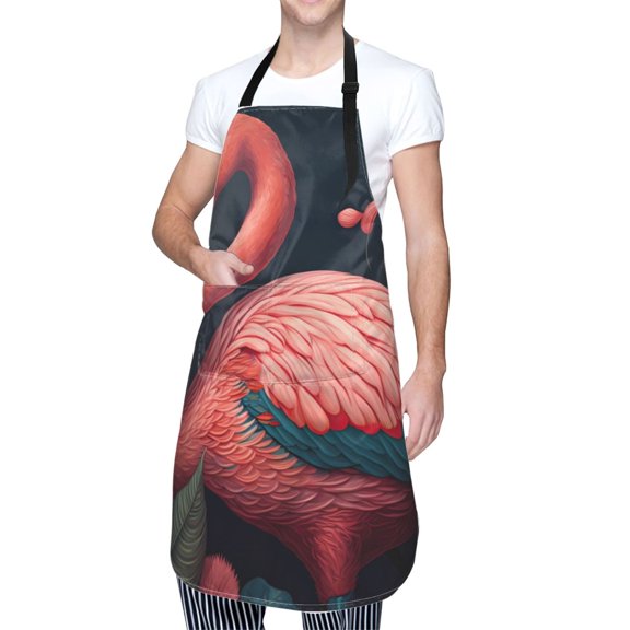 Kdxio Colorful Floral Flamingo Apron with Pockets Adjustable Kitchen Aprons for Men Women Waterproof Aprons for Cooking,Drawing,Crafting, Baking Household Cleaning